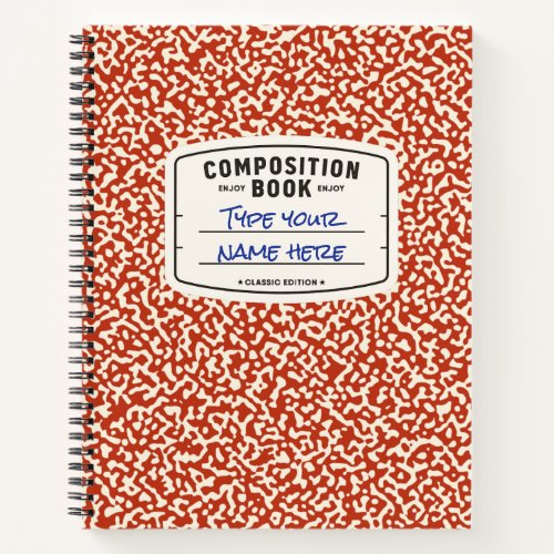 Custom Composition Notebook Red with Label