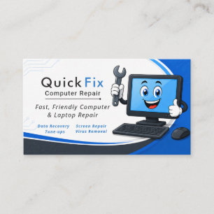 Custom Computer Repair Technician Blue Business Ca Card