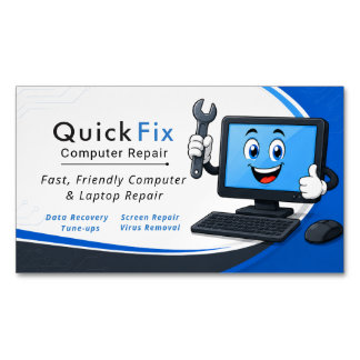 Custom Computer Repair Technician Blue Business Ca Card Magnet