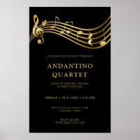 Custom Concert Poster Template Music Gold Notes