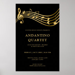 Custom Concert Poster Template Music Gold Notes