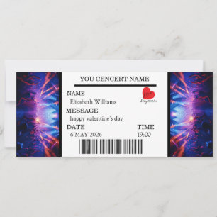 Custom Concert Ticket Gift Girl valentine's day Invitation