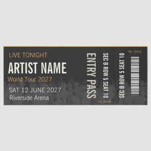 Custom Concert Ticket Gold Crowd Silhouette