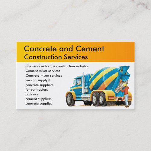 Custom Concrete and Cement Mixer Business Card