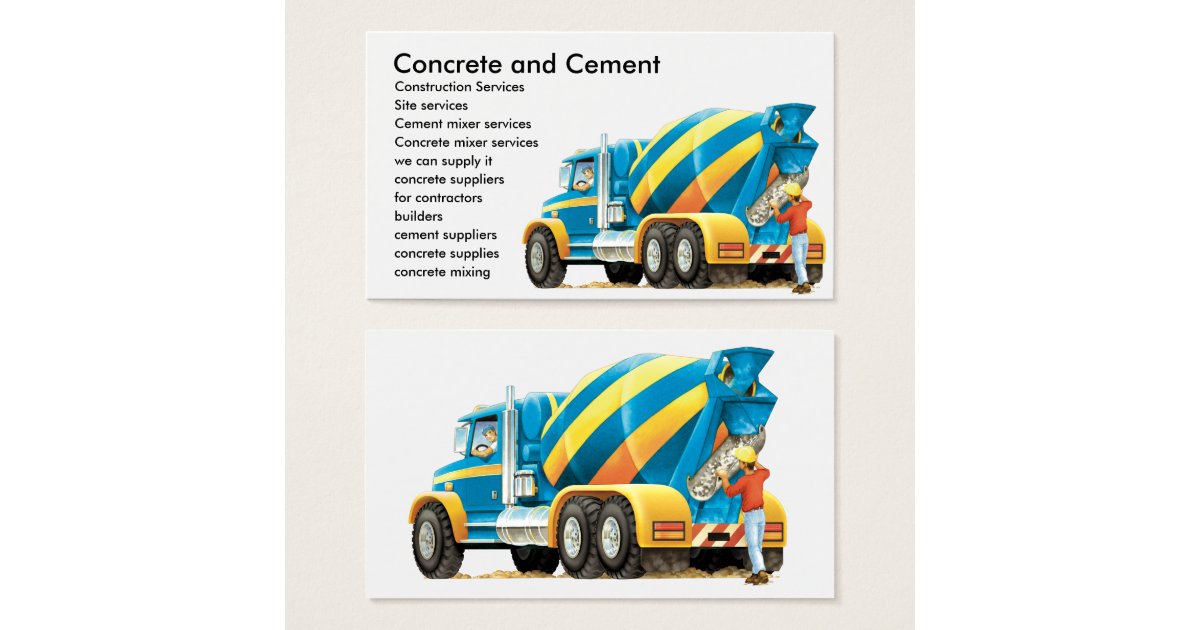 Custom Concrete Cement Construction Business Card | Zazzle