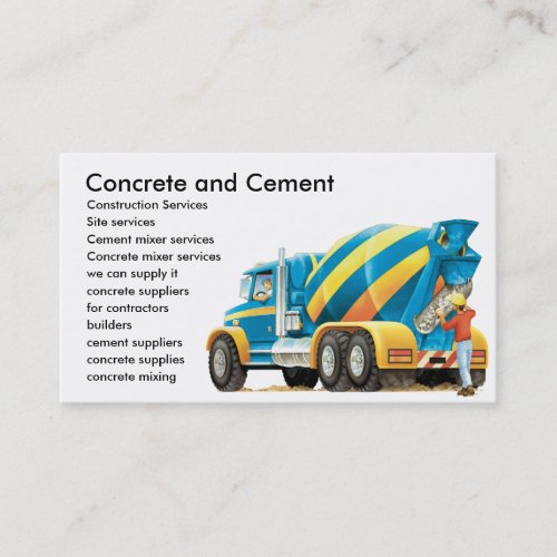 Custom Concrete Cement Construction Business Card