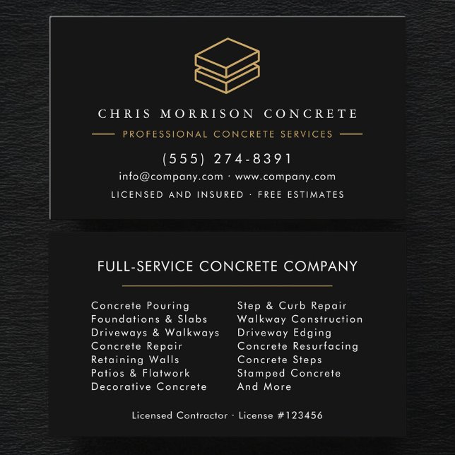 Custom Concrete & Cement Contractor Company Business Card (Creator Uploaded)