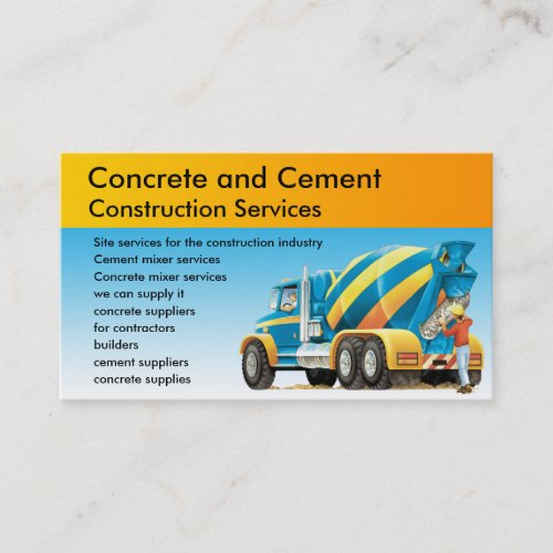 Custom Concrete Construction Services Business Card