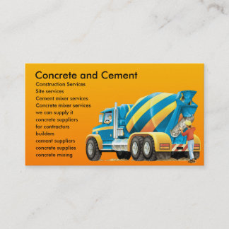 Custom Concrete Mixer Construction Business Card
