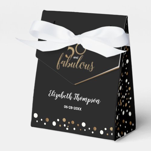 Custom Confetti 50  fabulous Birthday Gold Black Favor Boxes
