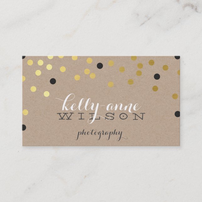CUSTOM CONFETTI GLAMOROUS gold foil spot kraft Business Card (Front)
