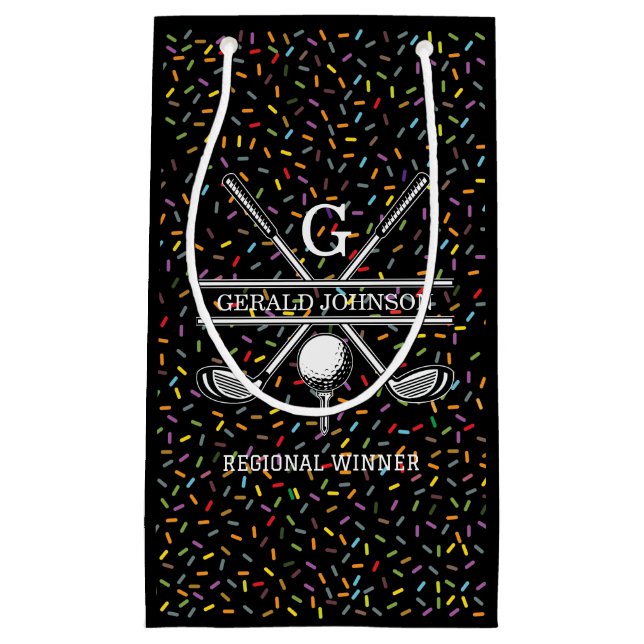 Custom Confetti Golf Monogram Design Small Gift Bag (Front)