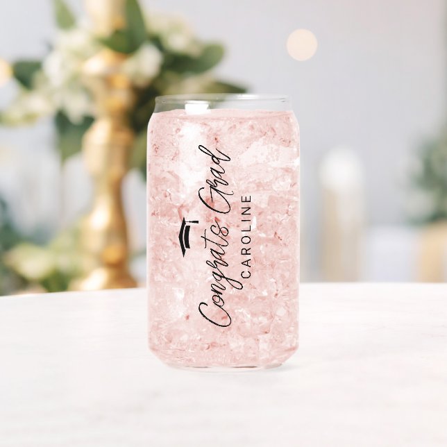 Custom Congrats Grad Farewell Gift Keepsake Can Glass (Insitu (Wedding))
