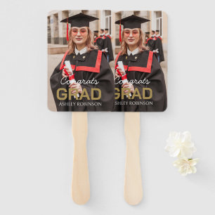 Custom Congrats Grad Modern Simple Preppy Photo Ha Hand Fan