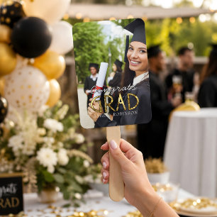 Custom Congrats Grad Modern Simple Preppy Photo Hand Fan