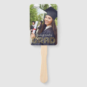 Custom Congrats Grad Modern Simple Preppy Photo Hand Fan