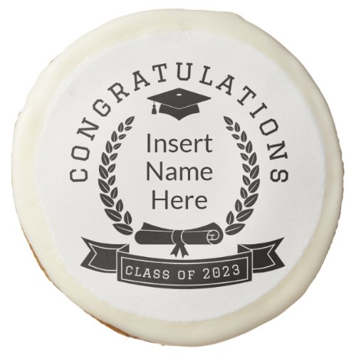 Custom Congratulations Class of 2023 black letter Sugar Cookie