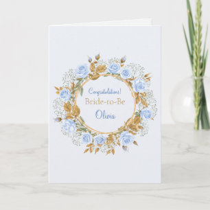 Custom Congratulations Gold-Kissed Rose Bridal Card