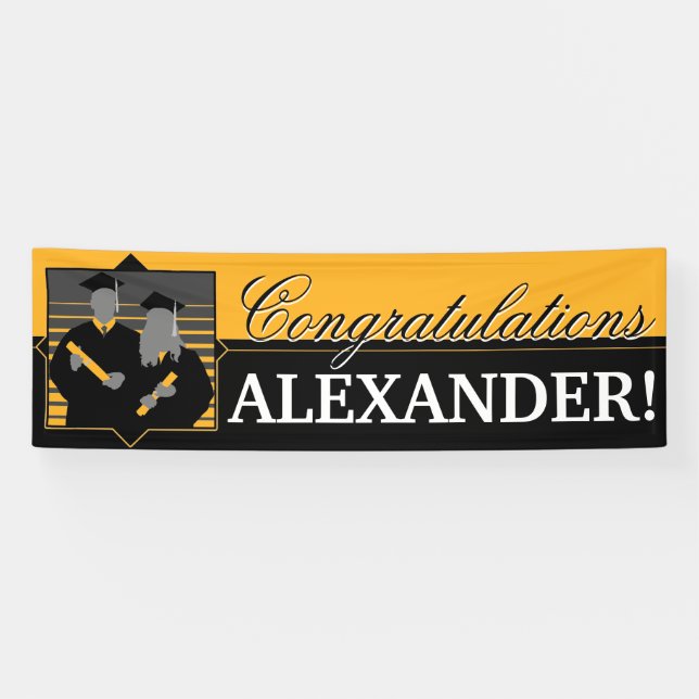 Custom Congratulations graduation gold banner (Horizontal)