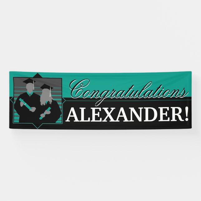 Custom Congratulations graduation teal banner (Horizontal)