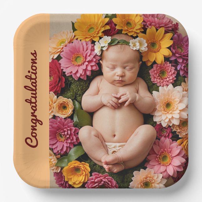 Custom Congratulations Party Modern paper  Plates (Front)