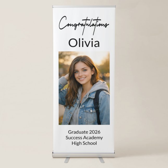 Custom Congratulations Photo Graduation Retractable Banner (Front)