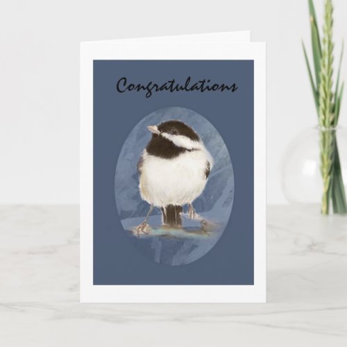 Custom Congratulations Watercolor Chickadee Bird Card