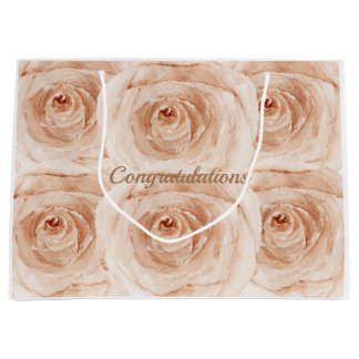 Custom congratulations watercolor roses  large gift bag
