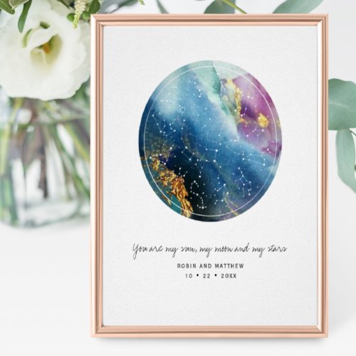 Custom Constellations Star Map Gift  Event Dcor Poster