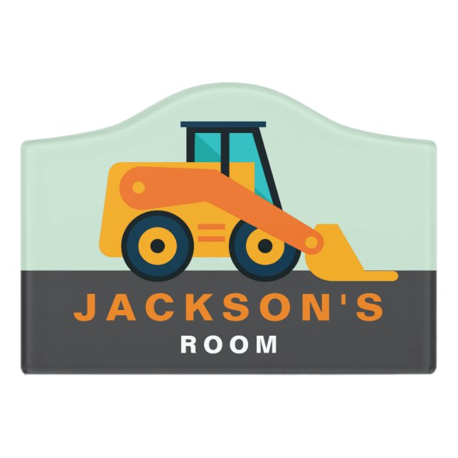 Custom Construction Backhoe Boy Door Sign (Small Crest Front)