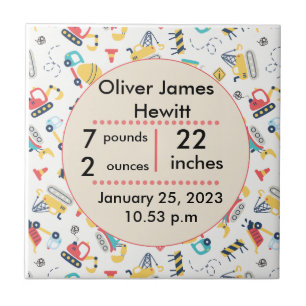 Custom construction  birth stats  ceramic tile