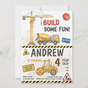 Custom Construction Birthday Invitations