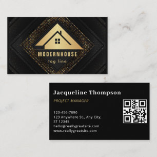 Custom Construction Black Gold Home Building Lux  Business Card