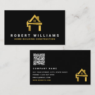 Custom Construction Black Gold Home Building Lux Business Card