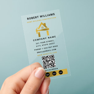 Custom Construction Black Gold Home Building Lux Clear Business Cards