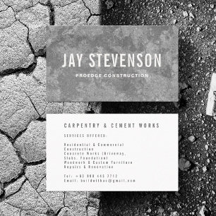 Custom Construction Carpenter Cement Minimalist Business Card