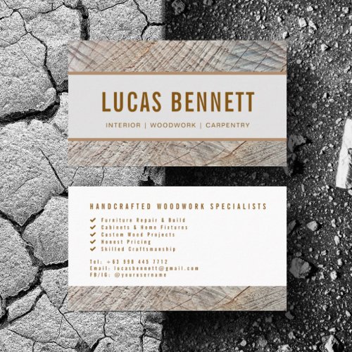 Custom Construction Carpenter Woodwork Minimalist Business Card