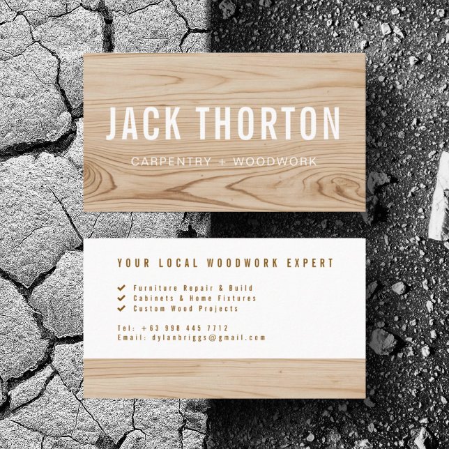 Custom Construction Carpenter Woodwork Minimalist Business Card (Personalize with your business card details)