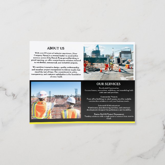 Custom Construction Company  Brochure (Inside)
