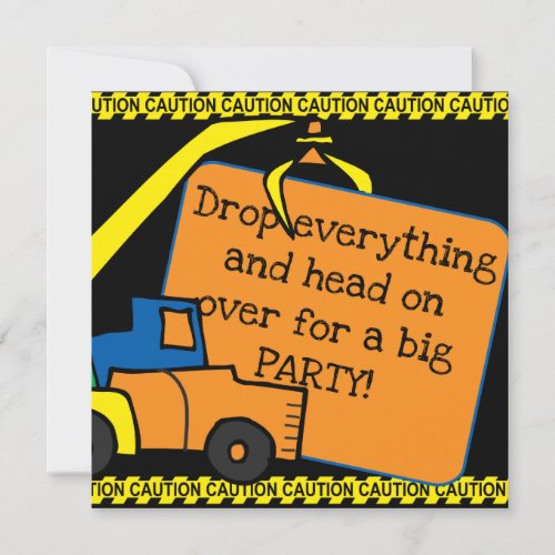 Custom Construction Crane Birthday Invite