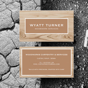 Custom Construction Handyman Carpenter Woodwork Business Card