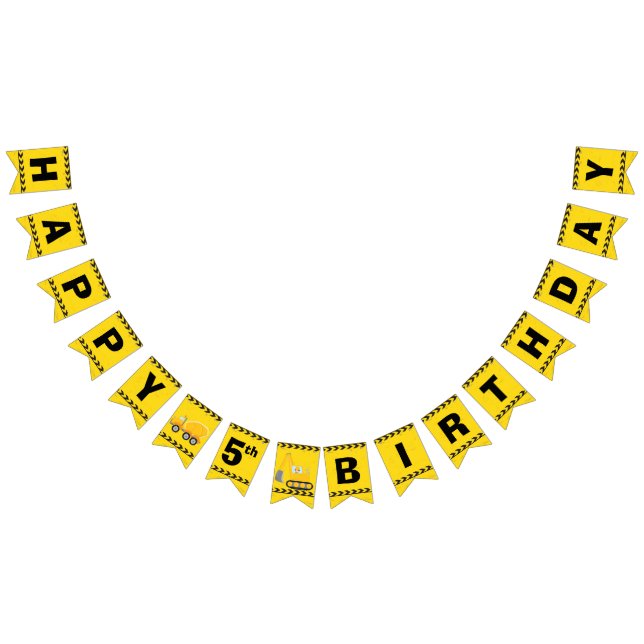 Custom Construction Kids Birthday Bunting Flags (All)