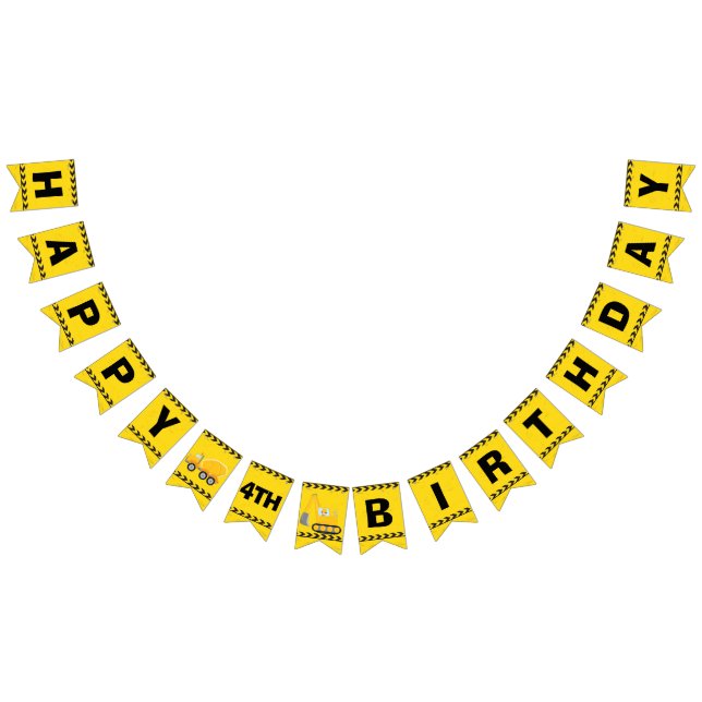 Custom Construction Kids Birthday Bunting Flags (All)