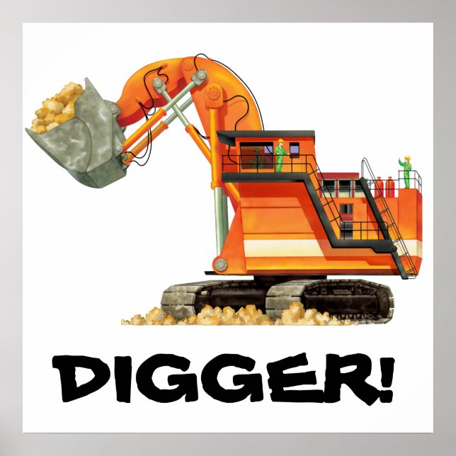 Custom Construction Kids Orange Digger Poster (Front)