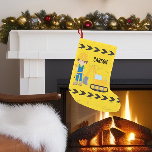 Custom Construction Kids Small Christmas Stocking (Creator Uploaded)