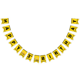 Custom Construction Truck Kids 3rd Birthday Party Bunting Flags