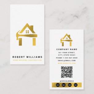 Custom Construction White Gold Home Building Lux Business Card