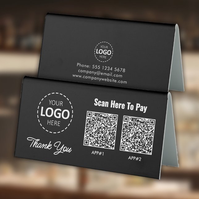 Custom Contactless Payment QR Code Black Table Tent (Creator Uploaded)