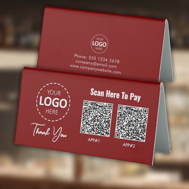 Custom Contactless Payment QR Code Red Table Tent (Creator Uploaded)