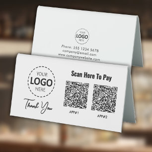 Custom Contactless Payment QR Code Table Tent